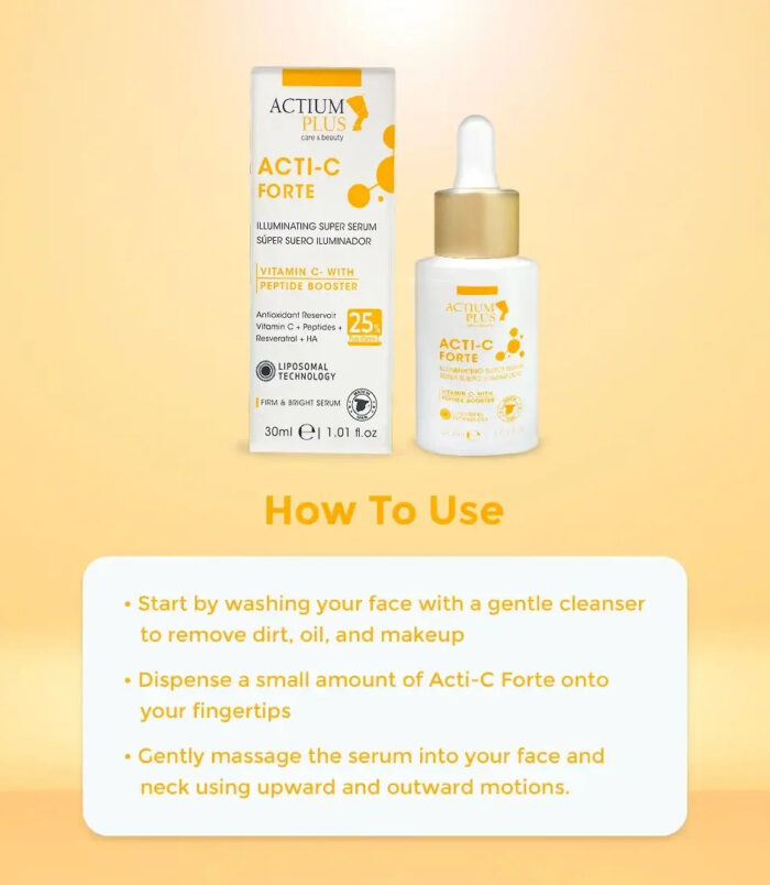 Lightweight and non-sticky texture of Actium Plus ACTI-C Forte Serum 30ml
